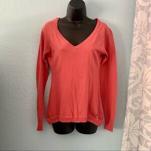 Volcom V. Co Logical Salmon Pink V-Neck Sweater Size Small